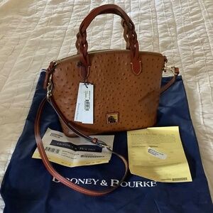 Dooney Ostrich, leather, Heidi Satchel